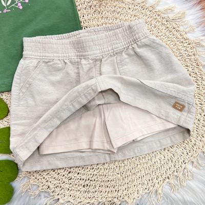 Conj Verde Jardim de Flores e Shorts Saia